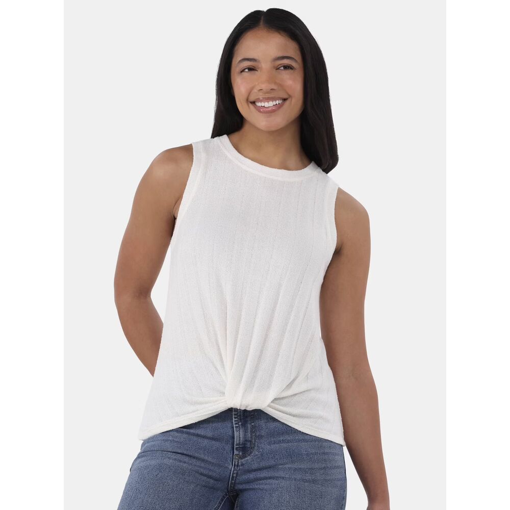 Time & Tru Women's Sleeveless Sweater Knit Twist Front Tank Top Size S(4-6)